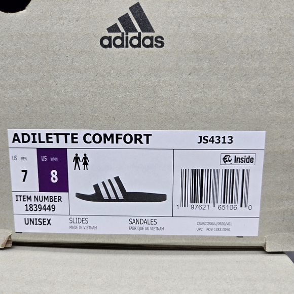 New adidas Adilette Comfort Slides Black White Women's Shoes Size 8 - Picture 8 of 8